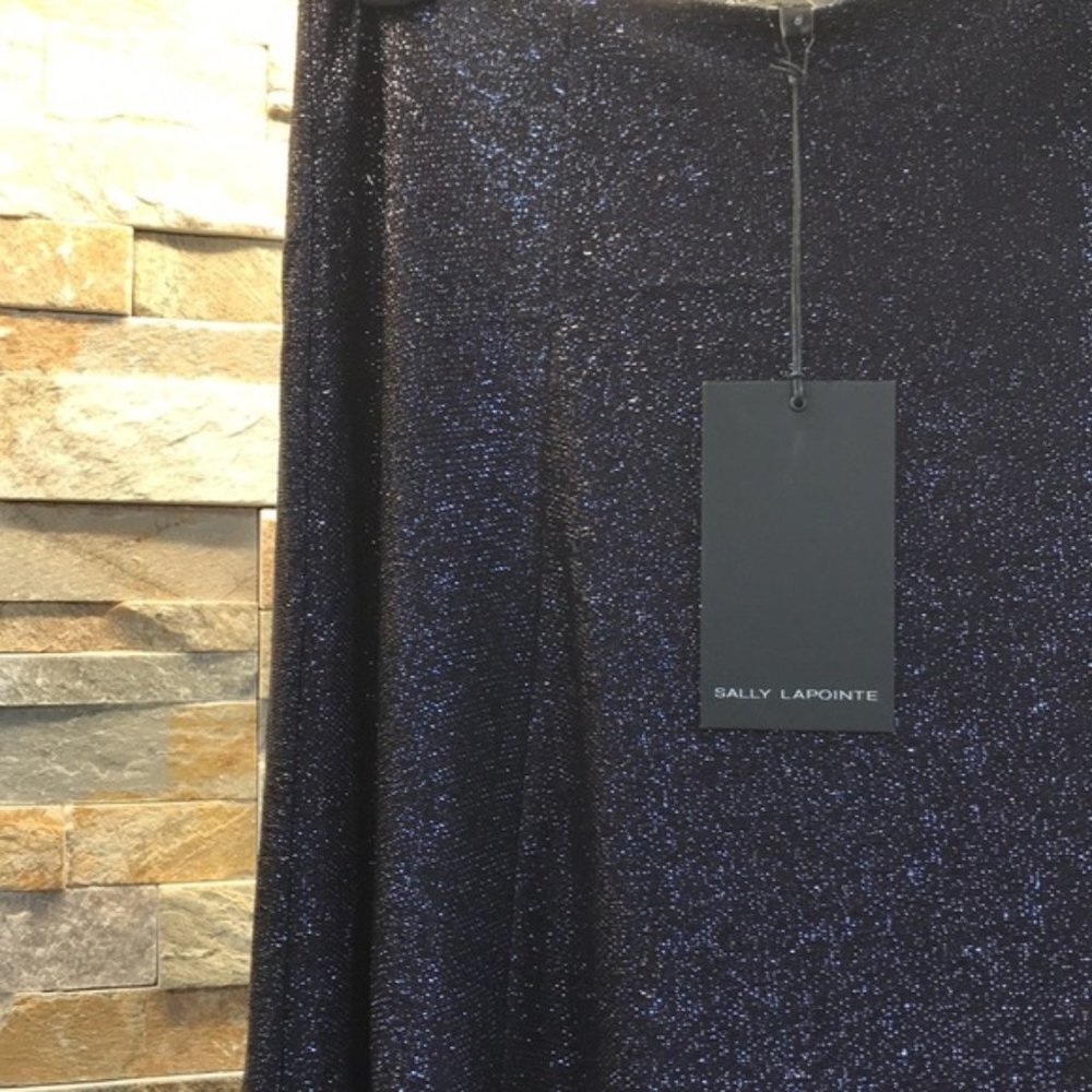Sally LaPointe Navy Metallic Skirt - Picture 4 of 10